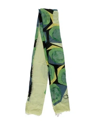 Pre-owned Diane Von Furstenberg Graphic Print Scarf In Green