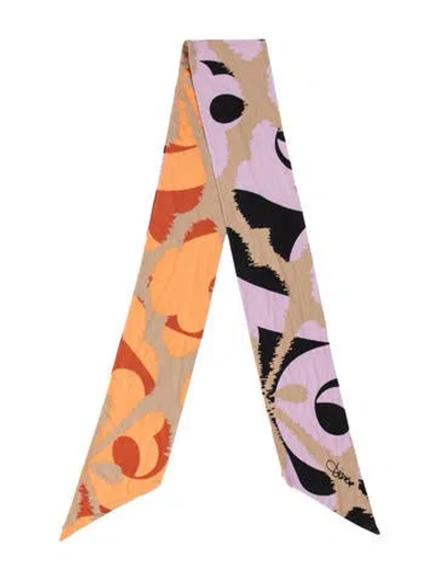 Pre-owned Diane Von Furstenberg Graphic Print Scarf In Orange