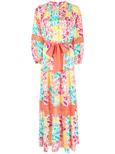 Diane Von Furstenberg Graphic-print Tied-waist Dress In Orange