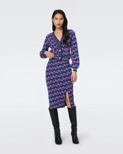 Diane Von Furstenberg Gusta Knit Jacquard Skirt In Pink