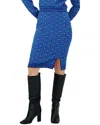 Diane Von Furstenberg Gusta Wool-blend Pencil Skirt In Blue