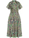 Diane Von Furstenberg Lapel Short-sleeved Dress In Green
