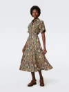 Diane Von Furstenberg Lapel Short-sleeved Dress In Python