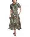 Diane Von Furstenberg Erica Snake-print Cotton-blend Poplin Midi Dress In Green