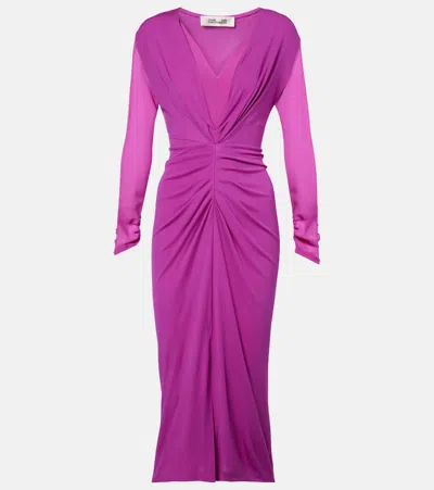 Diane Von Furstenberg Hades Gathered Jersey Midi Dress In Purple