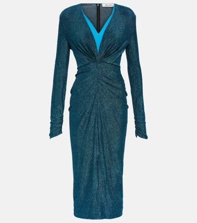 Diane Von Furstenberg Hades Glittered Stretch-jersey Midi Dress In Blue