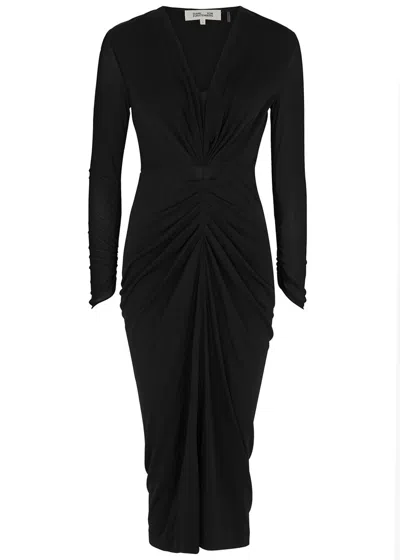 Diane Von Furstenberg Hades Ruched Jersey Midi Dress In Black