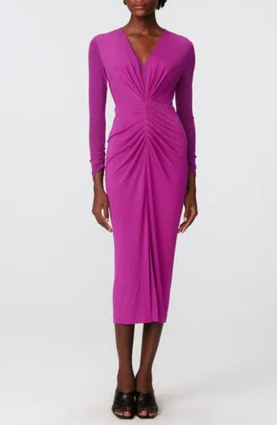 Diane Von Furstenberg Hades Two-tone Long Sleeve Midi Dress In Purple