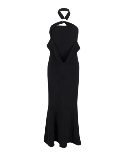 Diane Von Furstenberg Halter Gown In Black Polyester