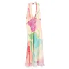 Diane Von Furstenberg Halter Printed Knee Length Dress In Multicolor Silk In Multi