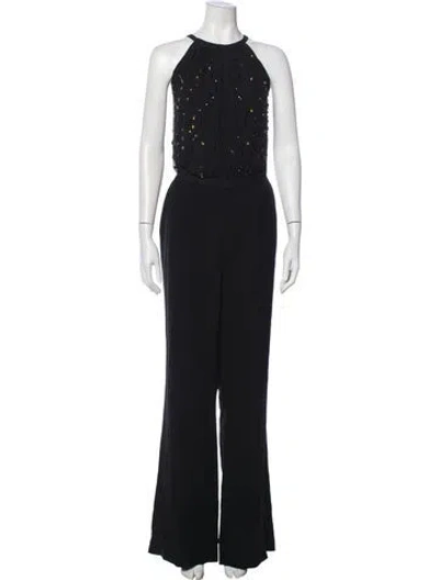 Pre-owned Diane Von Furstenberg Halterneck Jumpsuit In Black