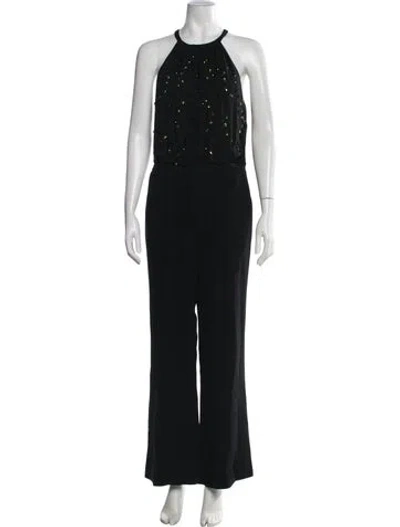 Pre-owned Diane Von Furstenberg Halterneck Jumpsuit In Black