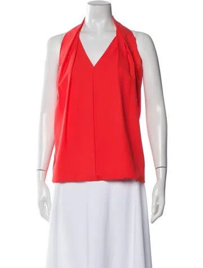 Pre-owned Diane Von Furstenberg Halterneck Sleeveless Blouse In Red