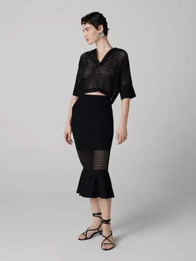 Diane Von Furstenberg Harper Polo Knit Top In Black