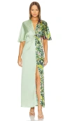 Diane Von Furstenberg Hattie Mixed Print Satin Maxi Dress In Garden Paisley Mint