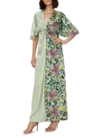 DIANE VON FURSTENBERG HATTIE MIXED PRINT SATIN MAXI DRESS