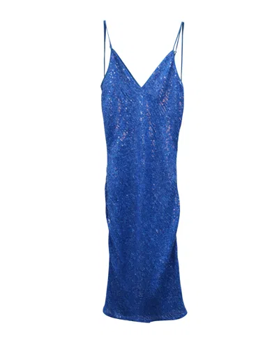 Diane Von Furstenberg Havita Sequin Cami Midi Dress In Blue Silk