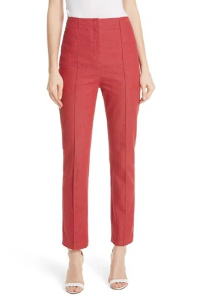 Diane Von Furstenberg High Waist Tapered Leg Skinny Ankle Pants In Red