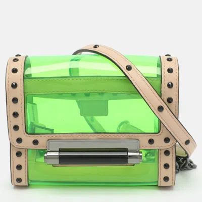Pre-owned Diane Von Furstenberg Highline Micro Green Leather And Pvc Mini Crossbody Bag