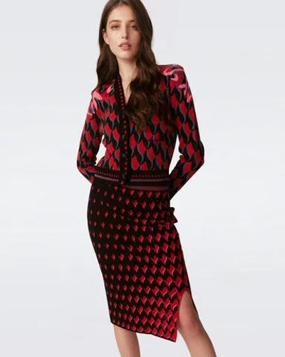 Diane Von Furstenberg Hima Cardigan In Bird Weave Pink Gradient