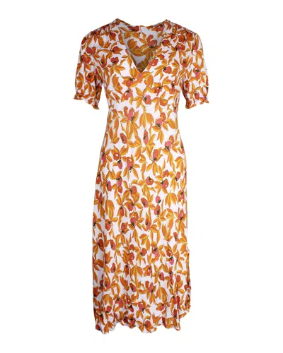 Diane Von Furstenberg Idris Printed Crepe Dress In Orange Viscose
