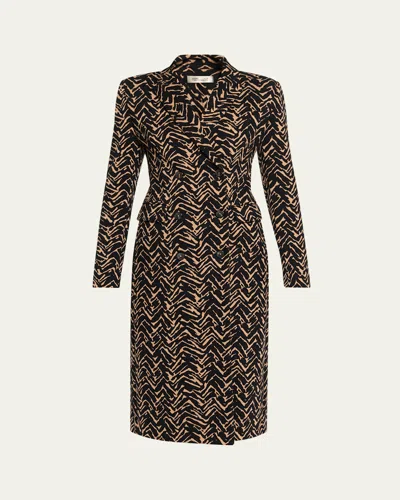 Diane Von Furstenberg Ilana Double-breasted Jacquard Knit Coat In Animal Print