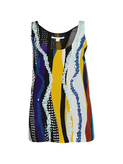 Pre-owned Diane Von Furstenberg Jackie Sequin-embellished Top In Black