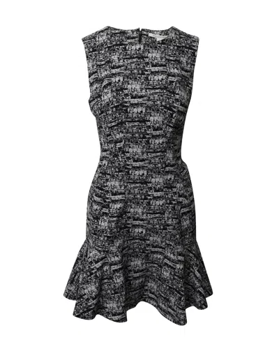 Diane Von Furstenberg Jaelyn Fit And Flare Print Dress In Black And White Polyester