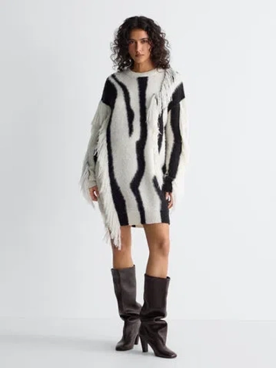 Diane Von Furstenberg Jamie Fringe Sweater Dress In White