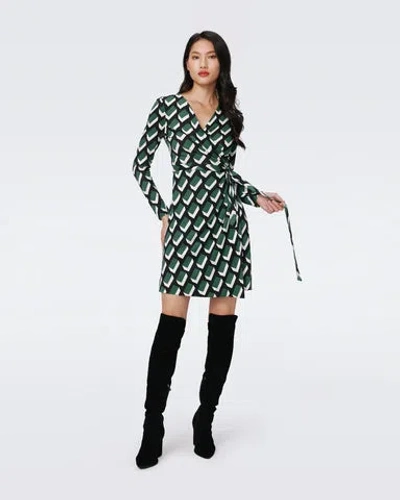 Diane Von Furstenberg Jazmine Silk Jersey Wrap Dress In Huge Blocks Green