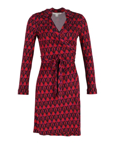 Diane Von Furstenberg Jeanne Two Printed Silk Wrap Dress In Red Silk