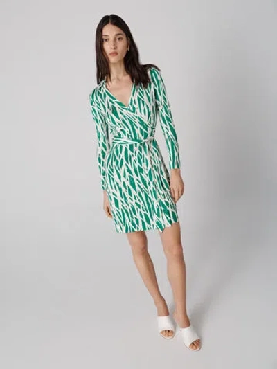 Diane Von Furstenberg Jeanne Wrap Dress In Twigs Green