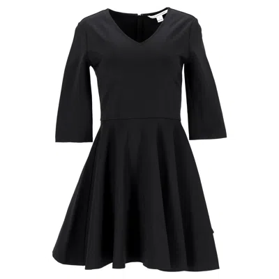Diane Von Furstenberg Jeannie V-neck Mini Flared Dress In Black Nylon