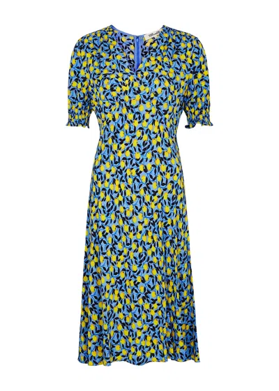 Diane Von Furstenberg Jemma Printed Crepe De Chine Dress In Blue