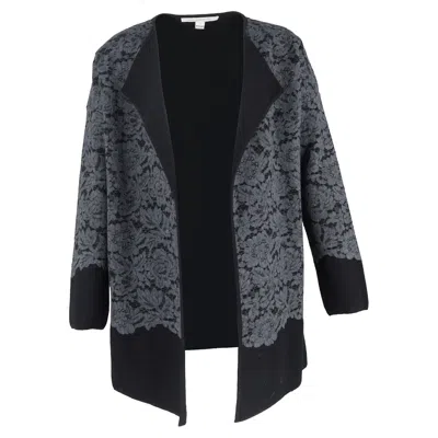 Diane Von Furstenberg Jeraldine Lace Paneled Coat In Gray Merino Wool In Black