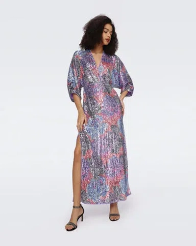 Diane Von Furstenberg Jessel Sequin Dress In Redemption Rose Blue Red