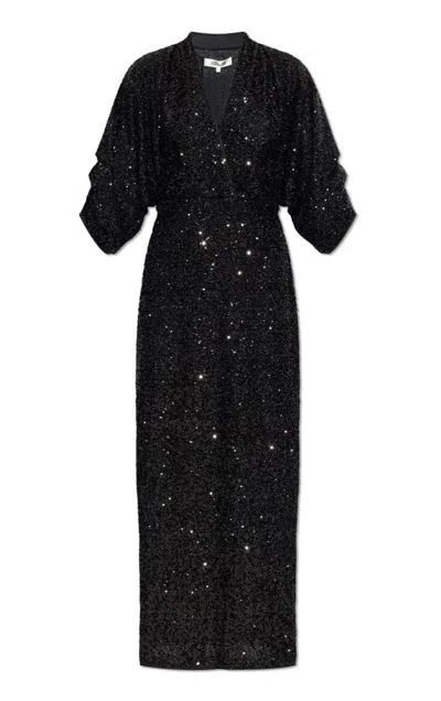 Diane Von Furstenberg Jessel Sequin Embellished V In Black