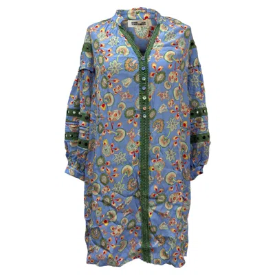 Diane Von Furstenberg Jessica Crochet-trimmed Floral-print Mini Dress In Multicolor Viscose In Blue