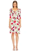 Diane Von Furstenberg Jim Ruched Floral-print Jersey Dress In Dianthus Red