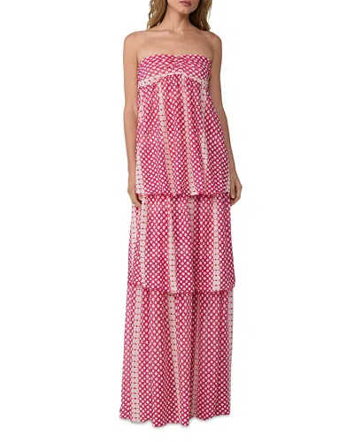 Diane Von Furstenberg Joanne Dotted Strapless Tiered Maxi Dress In Black