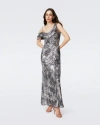 Diane Von Furstenberg Joaquin Cowl-neck Metallic Sequin Gown In Shadow Dancer Black