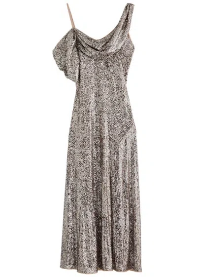 Diane Von Furstenberg Joaquin Sequin-embellished Mesh Maxi Dress In Bronze