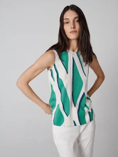 Diane Von Furstenberg Jocelyn Top In Giant Shadow Twigs Green