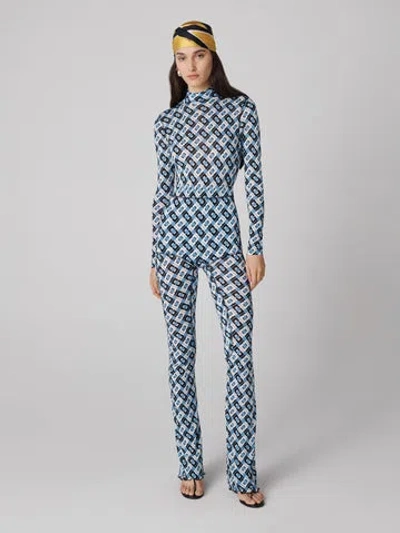 Diane Von Furstenberg Jordana Jumpsuit In Cane Link Blue