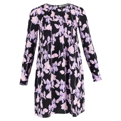 Diane Von Furstenberg Joyce Pleated Shift Dress In Floral Print Silk In Multi