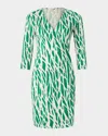 Diane Von Furstenberg Julian Abstract-print Jersey Mini Wrap Dress In Twig Green
