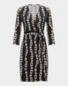 Diane Von Furstenberg Julian Chain-print Mini Wrap Dress In Charms Large