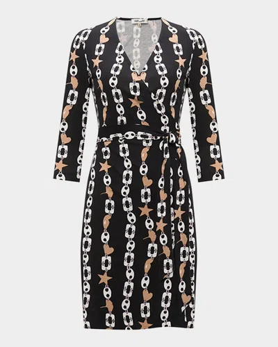 Diane Von Furstenberg Julian Chain-print Mini Wrap Dress In Charms Large