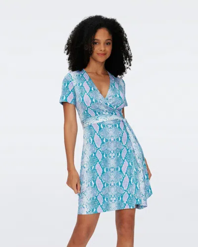 Diane Von Furstenberg Julian Short Sleeve Silk Jersey Wrap Dress By  In Size Xl In Blue