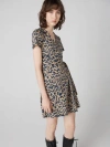Diane Von Furstenberg Julian Short Sleeve Wrap Dress In Tiny Troy Maze Beige
